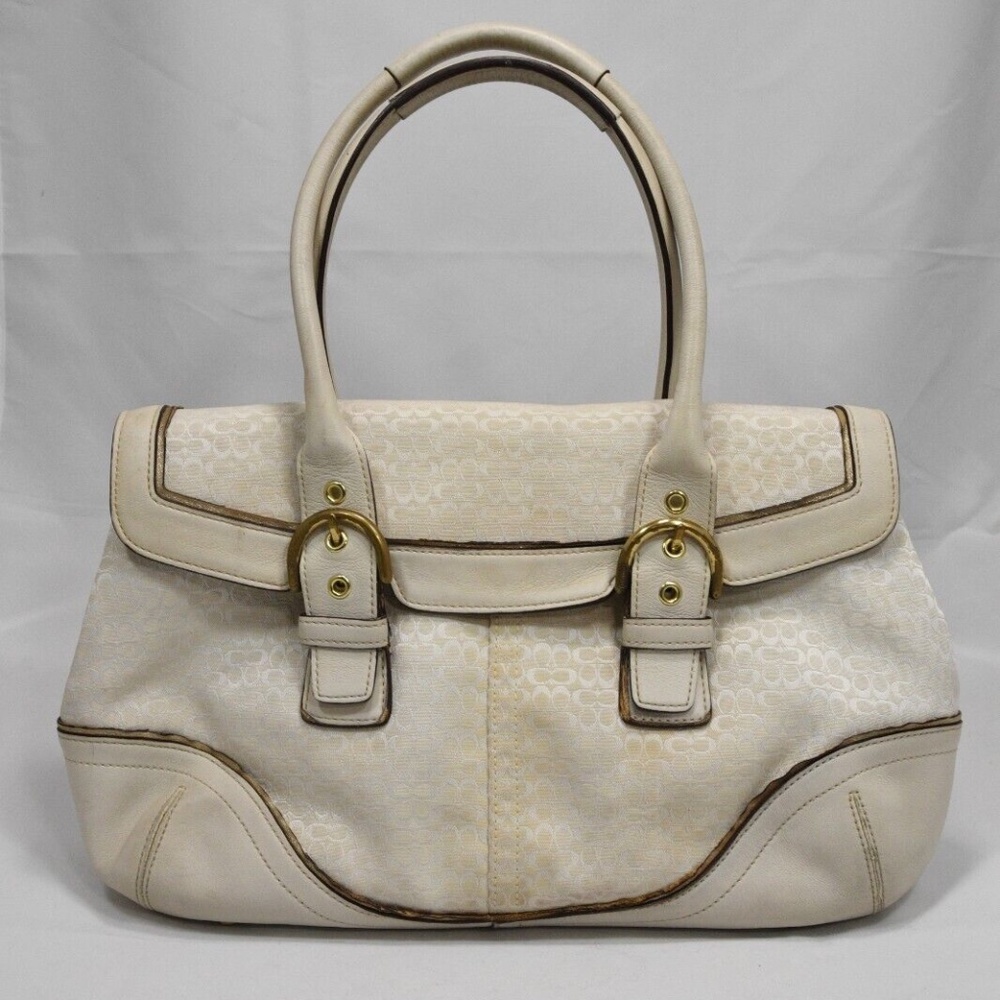 Coach Cream and Pink Shoulder Bag with Gold Fasteners - Picture 2 of 4
